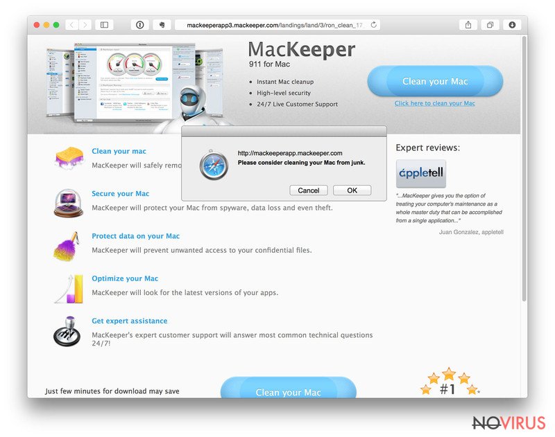 mac cleaner popup firefox